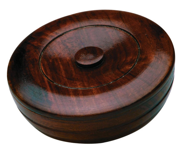 Sandelhout scheerzeep in houten schaal