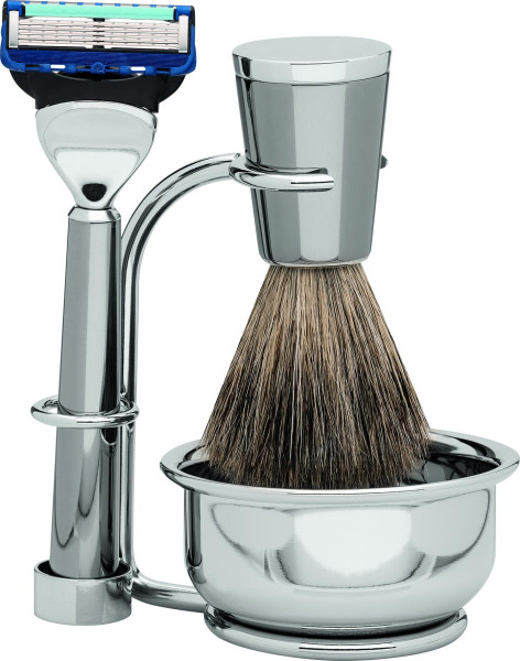 Erbe scheerset | Fusion | Metaal Titanium geraffineerd | Dassenhaar "Series Premium Design NEW YORK"