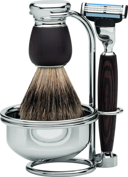Scheerset | Gillette® Mach3® | Scheerkwast Dassenhaar | wengé hout "Series Premium Design MILANO" 5510454