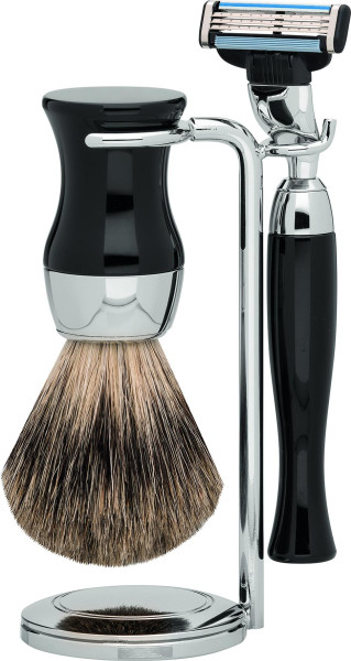 Erbe Scheerset | Gillette® Mach3® | edelhars in zwart | dassenhaar "Series Premium Design VIENNA"