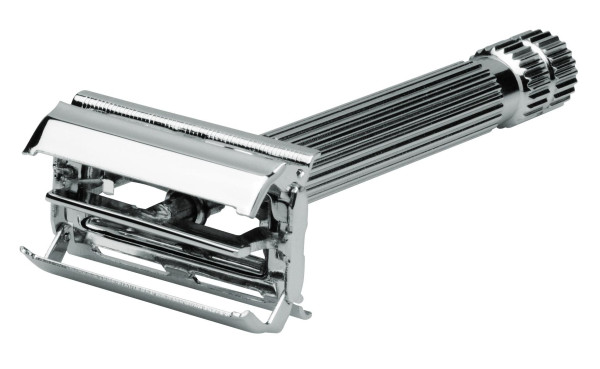 Erbe Safety razor zilver geribbeld