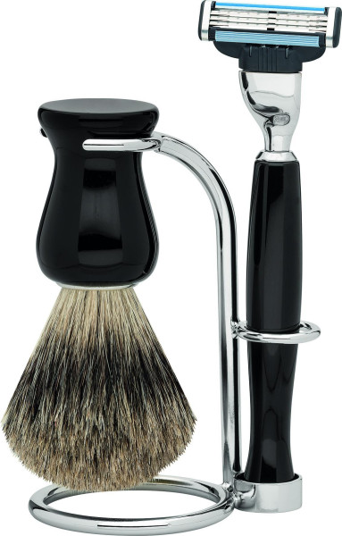 Erbe Scheerset | Gillette® Mach3® | kostbare hars zwart serie "Premium Design BARCELONA"