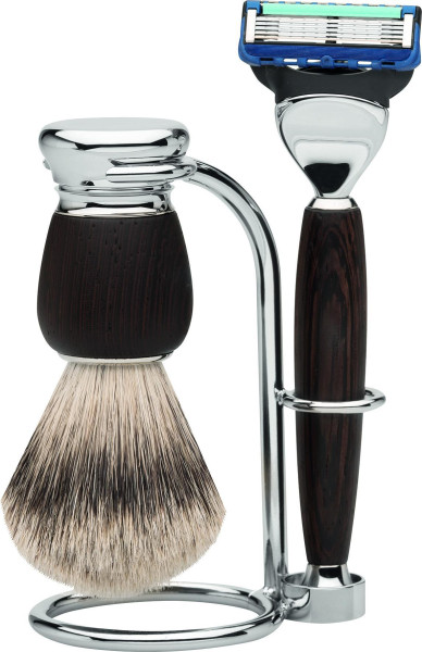 Scheerset |Gillette® Fusion™| Dashaar zilverspits | wengé hout "Series Premium Design MILANO"