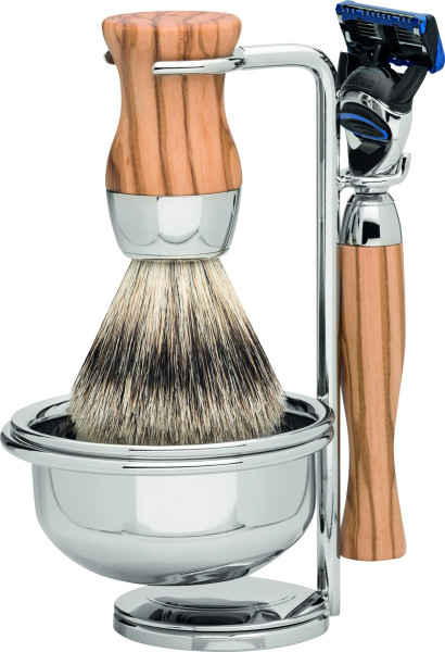 Scheerset |Gillette® Fusion™| olijfhout-Dashaar zilverspits-VIENNA