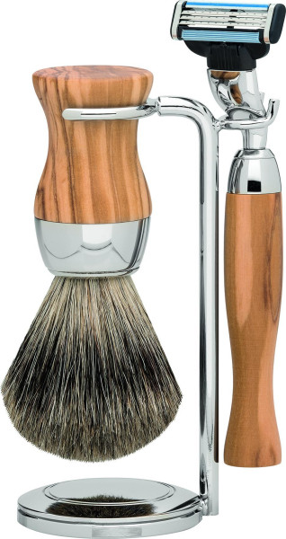 Scheerset | Gillette® Mach3® | Olijfhout | Dassenhaar |VIENNA