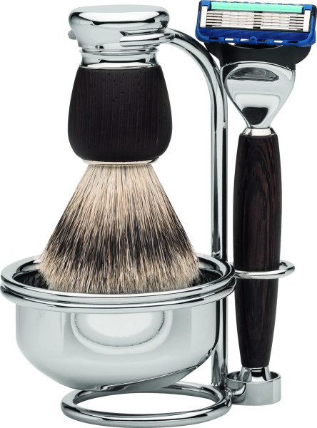 Scheerset |Gillette® Fusion™| Dashaar zilverspits | wengé hout "Series Premium Design MILANO" 5510452