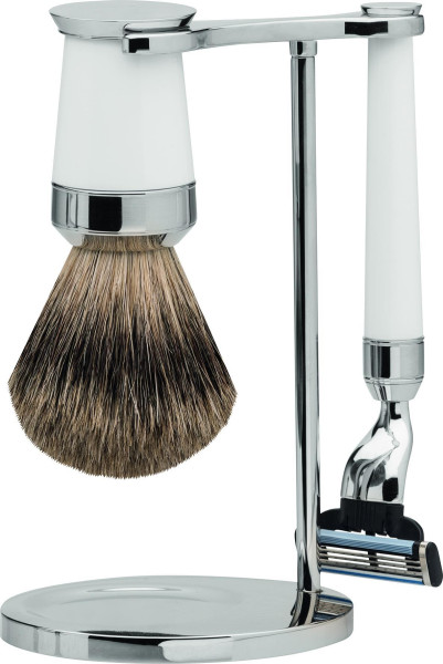 Scheerset | Gillette® Mach3® edelhars in wit | dassenhaar "Series Premium Design Parijs"