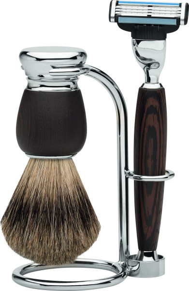 Scheerset | Gillette® Mach3® | Scheerkwast Dassenhaar | wengé hout "Series Premium Design MILANO"5510453